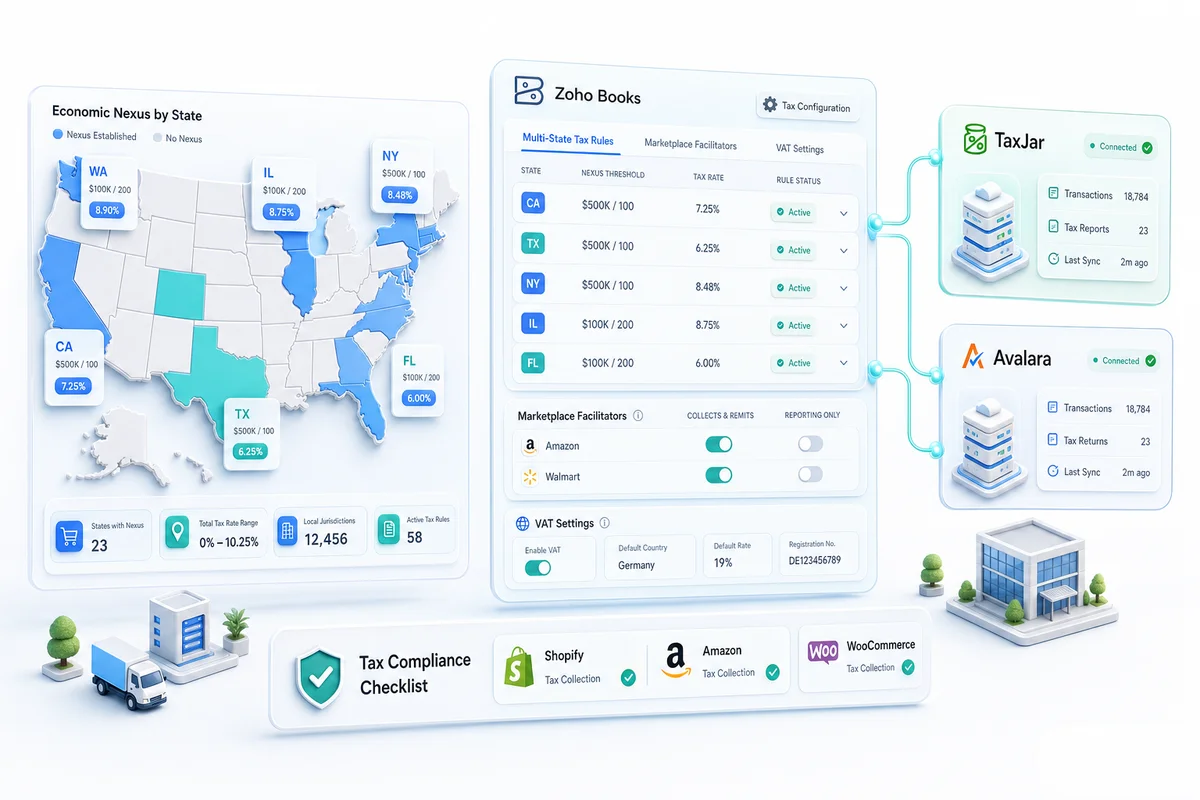 eCommerce Sales Tax Software: How Zoho Books Handles Multi-State Compliance