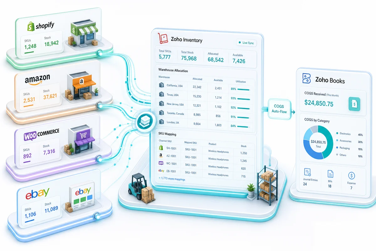 Multi-Channel Inventory Management With Zoho: Complete Setup Guide for Shopify, Amazon, WooCommerce, and eBay