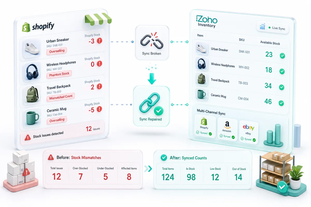 Shopify Inventory Problems: Why Your Stock Counts Never Match (And How Zoho Fixes It)