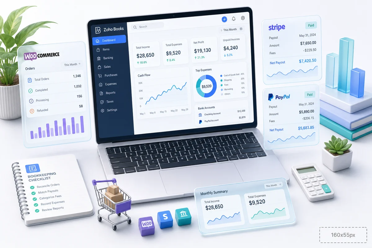 Monthly Bookkeeping for WooCommerce Sellers Using Zoho Books: A Step-by-Step Workflow