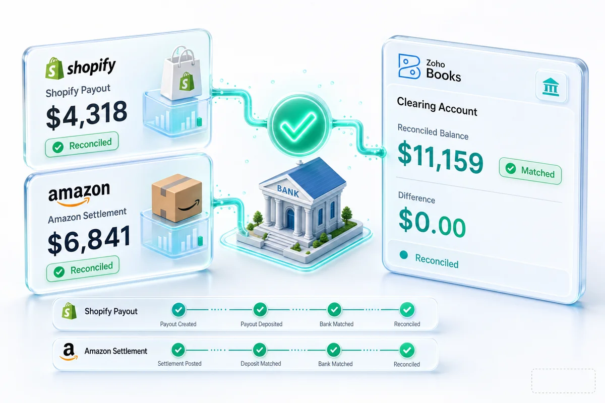 Zoho Books Bank Reconciliation for eCommerce: Match Shopify Payouts, Amazon Settlements, and PayPal