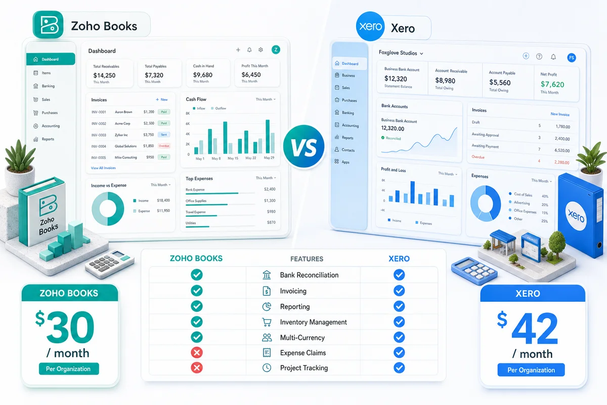 Zoho Books vs Xero: Complete Accounting Comparison for 2026