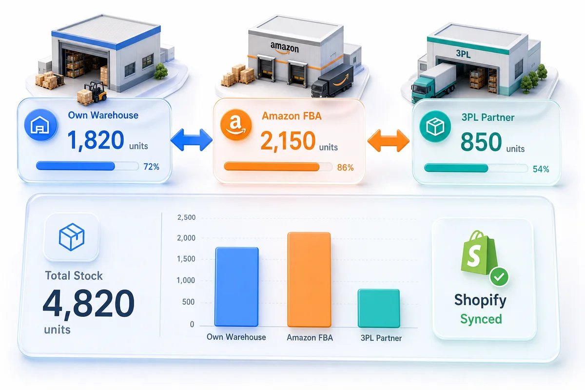 Zoho Inventory Multi-Warehouse: Managing Stock Across Shopify, Amazon FBA, and 3PL