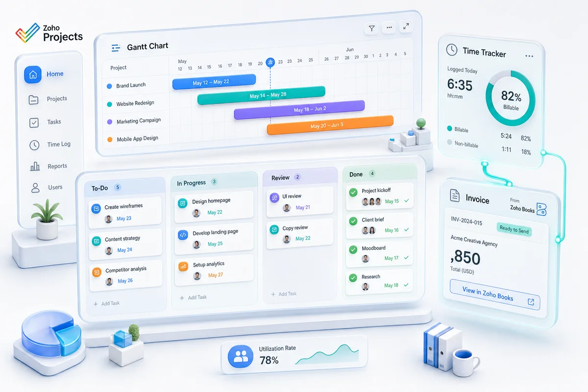 Zoho Projects for Agency and Consulting Teams: Setup, Time Tracking, and Client Billing