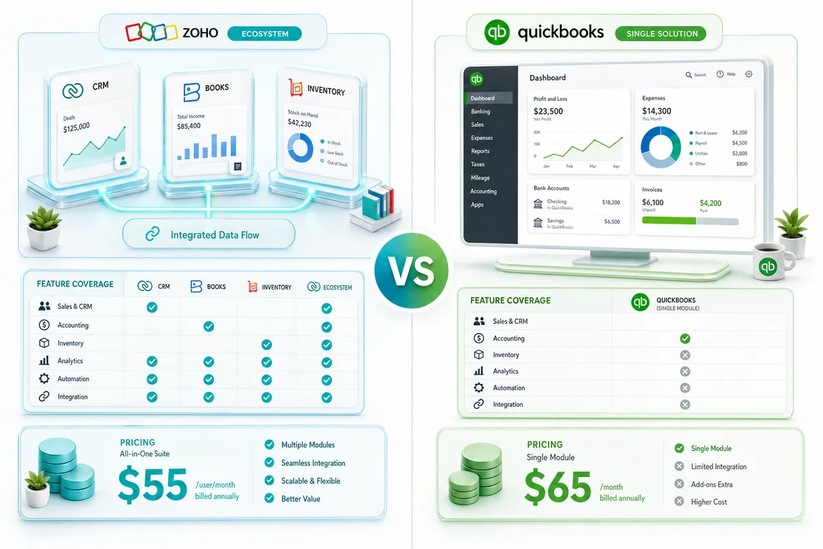 Zoho vs QuickBooks: Complete Comparison for 2026