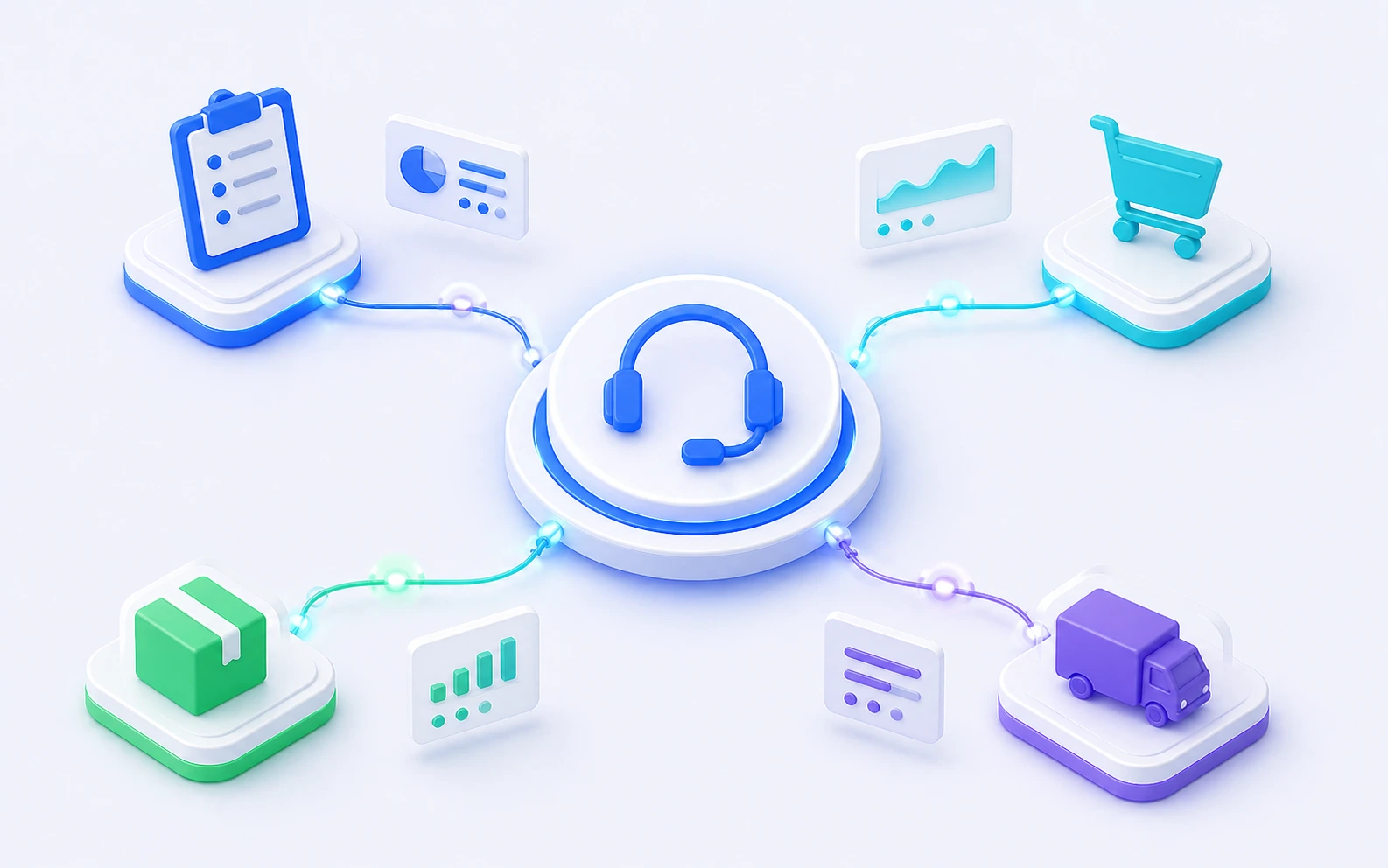 Connected support operations across tickets, orders, inventory, and shipping