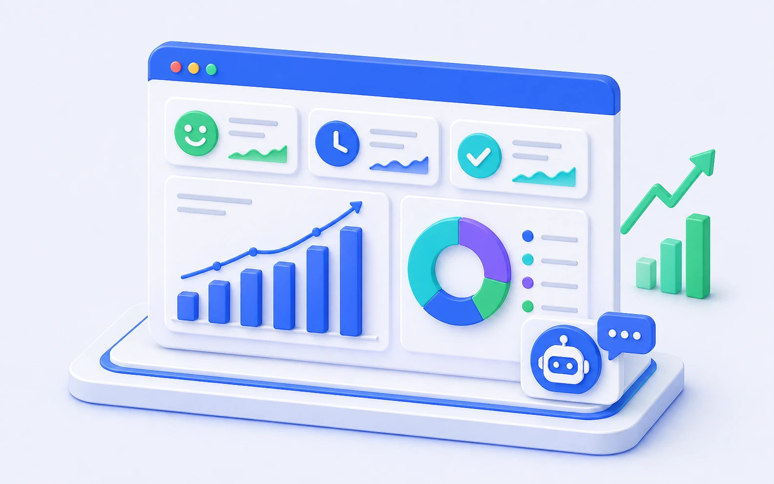 Support performance dashboard with CSAT, response time, and resolution metrics