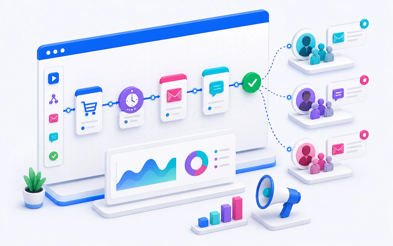 eCommerce marketing automation workflow with abandoned cart and email sequences
